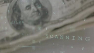 Değişen numaraların canlandırılması ve dolar banknotları üzerindeki virüs alarmı. küresel finans güvenliği konsepti dijital olarak oluşturulmuş video.