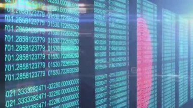 Siyah arkaplan üzerindeki ekranlarda numaraların ve veri işlemlerinin animasyonu. küresel bilgisayarlar, teknoloji, veri işleme ve dijital arayüz kavramı dijital olarak oluşturulmuş video.