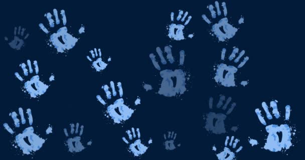 Animation Stop Human Trafficking Text Blue Hands Blue Background National — Stock Video