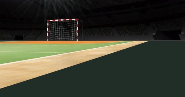 Hentbol Stadyumunun Işıklandırmalı Animasyonu Küresel Spor Sağlıklı Yaşam Tarzı Konsepti — Stok video