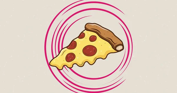 Imagen Vectorial Rebanada Pizza Sobre Fondo Beige Con Espacio Para —  Fotos de Stock