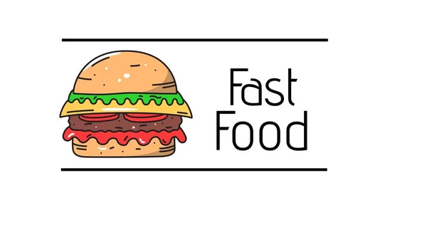 Digitálně Vygenerovaný Obraz Textu Fast Foodu Hamburgerem Bílém Pozadí Kopírovat — Stock fotografie