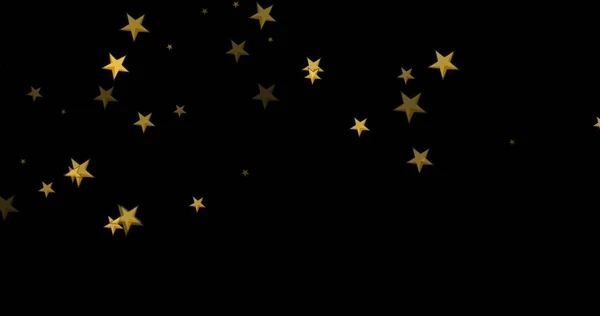 黒の背景にコピースペースを持つ黄金の星のデジタル複合画像 クリスマスのお祝いやデザイン — ストック写真
