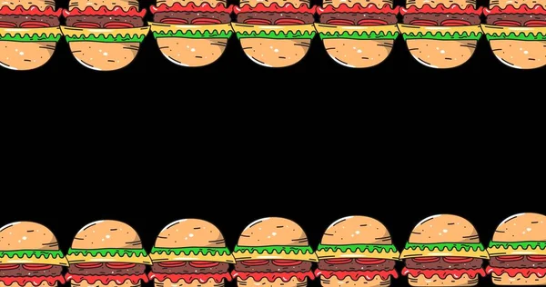 Wektorowy Wizerunek Burgera Obramowanie Czarny Tło Kopia Przestrzeń Fast Food — Zdjęcie stockowe
