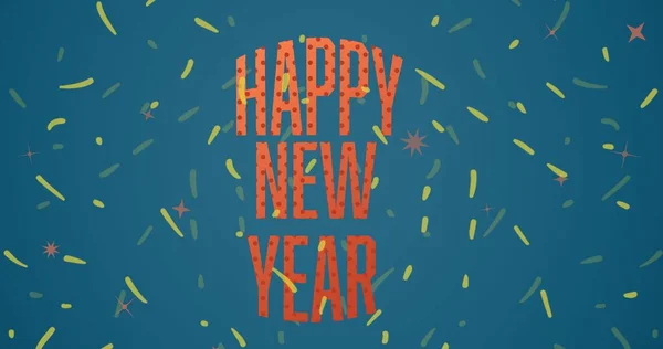 Ψηφιακή Σύνθετη Εικόνα Ευτυχισμένου Νέου Έτους Κειμένου Πορτοκαλί Χρώμα Μέσα — Φωτογραφία Αρχείου