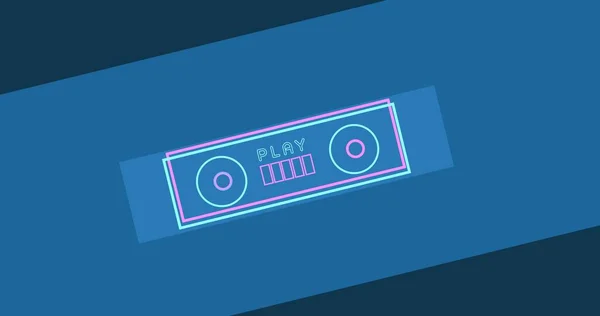Digitales Kompositbild Eines Beleuchteten Neonfarbenen Abspieltextes Auf Einem Musikplayer Vor — Stockfoto