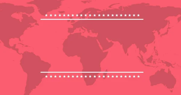 Цифрове Композитне Зображення Візерунка Паралельних Зірок Карті Світу Рожевого Кольору — стокове фото