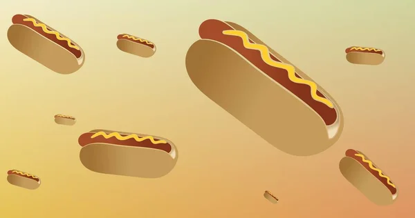 Ψηφιακά Παραγόμενη Εικόνα Των Hot Dogs Μπεζ Φόντο Fast Food — Φωτογραφία Αρχείου