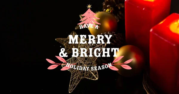 Frohe Strahlende Und Weihnachtliche Grüße Über Christbaumkugeln Und Sternenform Durch — Stockfoto