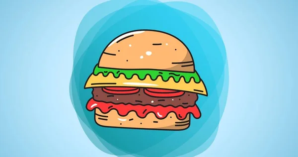 Vector Image Burger Blue Background Copy Space Fast Food Vector — Stock Photo, Image