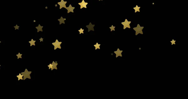 Digital Composite Image Golden Stars Copy Space Black Background Christmas — Stock Photo, Image
