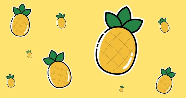 黄色の背景 コピースペースに対するパイナップルのデジタル生成画像 食べ物健康的な食事とベクトルの概念 — ストック写真