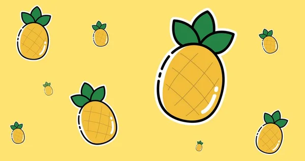 Digitaal Gegenereerde Afbeelding Van Ananas Tegen Gele Achtergrond Kopieer Ruimte — Stockfoto