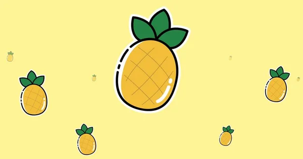 コピースペースのある黄色の背景に対するパイナップルのベクトル画像 健康的な食べ物とベクトルの概念 — ストック写真