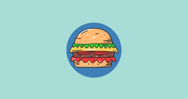 Imagen Generada Digitalmente Hamburguesa Sobre Fondo Azul Con Espacio Copia —  Fotos de Stock