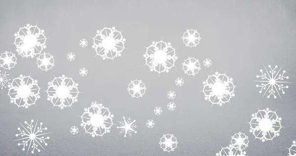 Immagine Digitale Composita Bianco Fiocchi Neve Modello Contro Lavanda Sfondo — Foto Stock