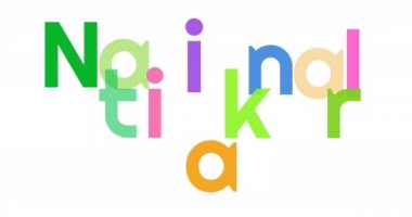 Beyaz arka planda ulusal etiket günlük metnin animasyonu. Ulusal çıkartma günü ve dijital olarak üretilen video konsepti.