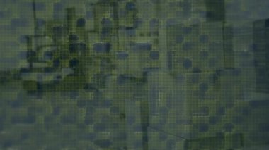 Depodaki sarı karelerin animasyonu. küresel iş, ticaret, lojistik ve teknoloji konsepti dijital olarak oluşturulmuş video.