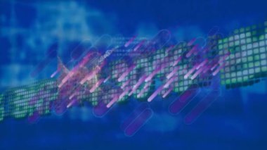 Mor çizgiler ve veri işleme üzerinden dijital beynin animasyonu. küresel iş, veri işleme ve dijital arayüz kavramı dijital olarak oluşturulmuş video.