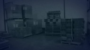 Depo üzerinden bağlantı ağının animasyonu. küresel iş, ticaret, lojistik ve teknoloji konsepti dijital olarak oluşturulmuş video.