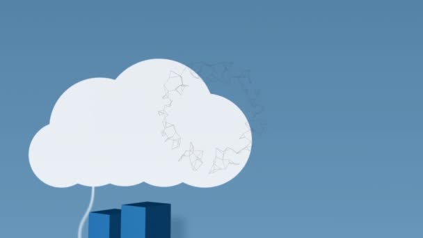 Animación Nubes Con Iconos Sobre Grafo Con Flecha Negocio Global — Vídeo de stock