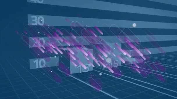矢印でグラフ上の紫色の線のアニメーション 世界的なビジネス データ処理 デジタルインターフェースの概念デジタル生成されたビデオ — ストック動画