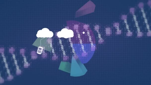 Animación Nubes Con Iconos Sobre Grafo Hebra Adn Negocio Global — Vídeos de Stock