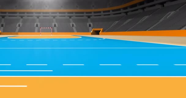 Hentbol Stadyumunun Işıklandırmalı Animasyonu Küresel Spor Sağlıklı Yaşam Tarzı Konsepti — Stok video