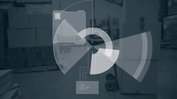 Animatie Van Radar Boven Magazijn Mondiaal Bedrijfs Handels Logistiek Technologieconcept — Stockvideo