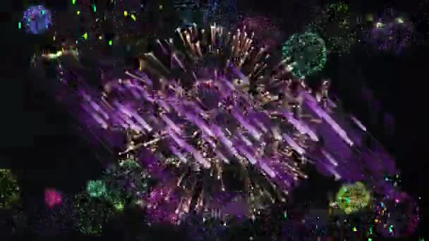 Animation Froher Neujahrsgrüße Bei Einem Glas Champagner Und Einem Explodierenden — Stockvideo