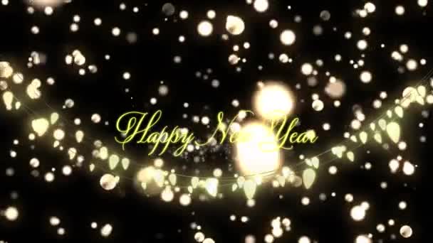幸せな休日のテキストやクリスマスの妖精のライトの装飾の背景のアニメーション クリスマス お祝いのコンセプトデジタルで生成されたビデオ — ストック動画