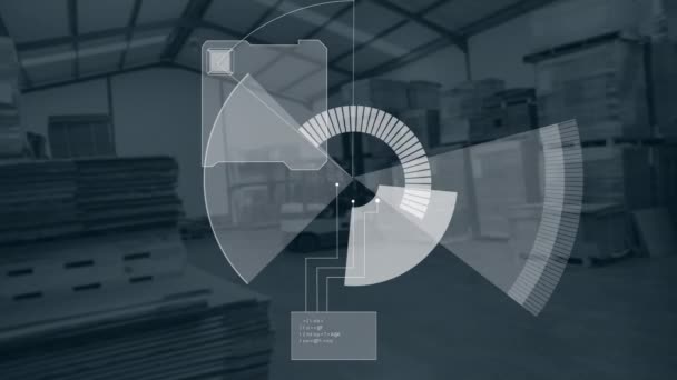 Animatie Van Radar Boven Magazijn Mondiaal Bedrijfs Handels Logistiek Technologieconcept — Stockvideo