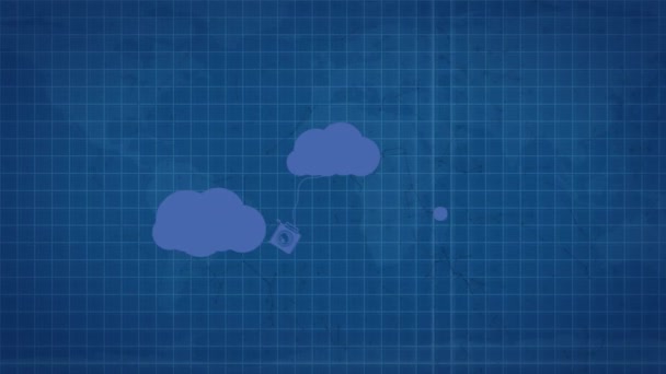 Animation Des Nuages Avec Des Icônes Sur Graphique Concept Global — Video