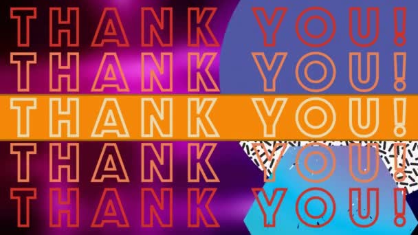 Animation Thank You Text Repeated Shapes Purple Background Global Social — Stock Video