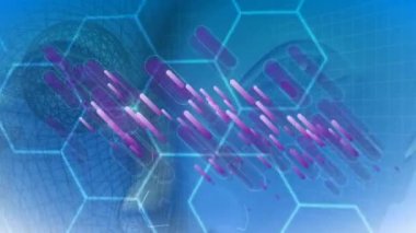 İnsan yüzünün dijital modeli yerine moleküllerin animasyonu. küresel tıp ve dijital arayüz kavramı dijital olarak üretilen video.