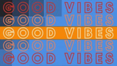 Siyah arkaplanda mavi kareler üzerinde tekrarlanan iyi titreşimlerin animasyonu. küresel sosyal medya, bağlantılar ve dijital arayüz konsepti dijital olarak oluşturulmuş video.