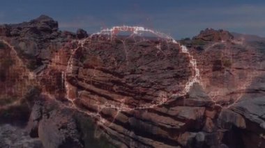 Manzara üzerinde insan beyni animasyonu. küresel bağlantılar, iş dünyası, dijital arayüz, teknoloji konsepti dijital olarak oluşturulmuş video.