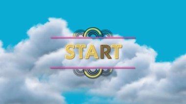 Gökyüzünde bulutlarla başlayan metnin canlandırması. küresel sosyal medya, bağlantılar ve dijital arayüz konsepti dijital olarak oluşturulmuş video.