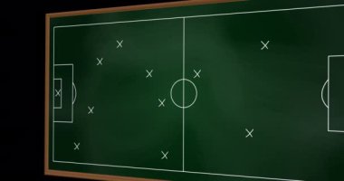 Tahtadaki oyun planının animasyonu. spor, rekabet, eğlence ve teknoloji konsepti dijital kompozit görüntü.