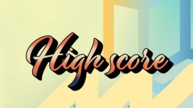 Yeşil arkaplandaki şekiller üzerinden yüksek skorlu metin animasyonu. küresel sosyal medya, bağlantılar ve dijital arayüz konsepti dijital olarak oluşturulmuş video.