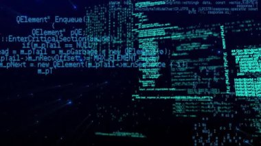 Siyah arka planda yeşil ve mavi veri işleme animasyonu. veri işleme, bilgisayarlar dijital arayüz ve teknoloji konsepti dijital olarak oluşturulmuş video.