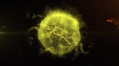 Hareket eden turuncu enerji ve ışıkların animasyonu. renk, hareket ve enerji arkaplan kavramı, dijital olarak oluşturulmuş video.