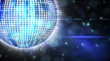 Dönen disko topu ve parlayan ışıkların animasyonu. müzik ve eğlence konsepti dijital olarak oluşturulmuş video.