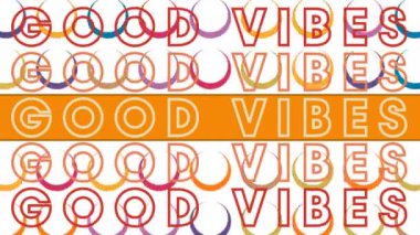 Beyaz arkaplanda renkli daireler boyunca tekrarlanan iyi titreşimlerin animasyonu. küresel sosyal medya, bağlantılar ve dijital arayüz konsepti dijital olarak oluşturulmuş video.