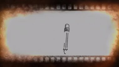 Kalem çizimi ve silme ile kaset animasyonu. okul, eğitim ve öğrenim konsepti dijital olarak oluşturulmuş video.