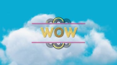 Gökyüzü üzerindeki bulutlu yazının animasyonu. küresel sosyal medya, bağlantılar ve dijital arayüz konsepti dijital olarak oluşturulmuş video.