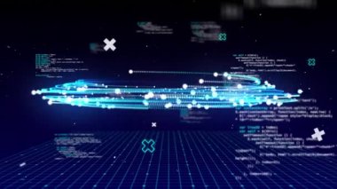 Siyah arka planda mavi ile veri işleme animasyonu. veri işleme, bilgisayarlar dijital arayüz ve teknoloji konsepti dijital olarak oluşturulmuş video.