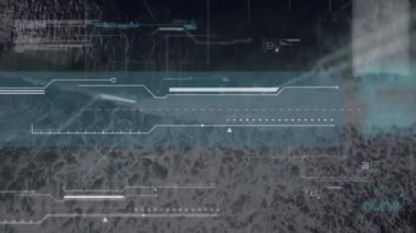 Deniz manzarası üzerinde dijital arayüzün animasyonu. küresel bilim, bağlantılar, veri işleme ve dijital arayüz kavramı dijital olarak oluşturulmuş video.