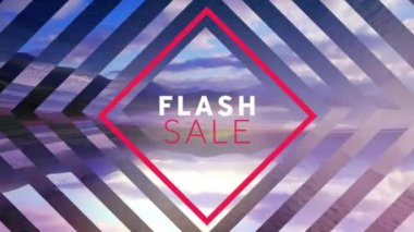 Kareler ve peyzaj üzerinde satılık metin animasyonu. küresel sosyal medya, bağlantılar ve dijital arayüz konsepti dijital olarak oluşturulmuş video.