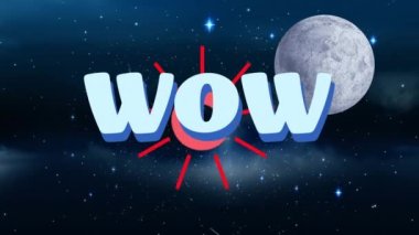 Gökyüzünde ay ve yıldızlarla ilgili bir animasyon. küresel sosyal medya, bağlantılar ve dijital arayüz konsepti dijital olarak oluşturulmuş video.